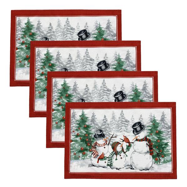 Elrene Snowman Winterland Holiday Snowflake Placemat Set Of 4
