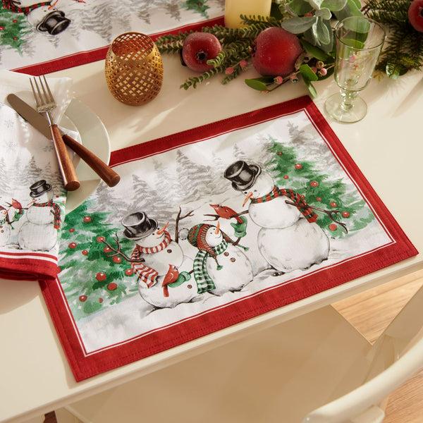 elrene Snowman Winterland Holiday Snowflake Placemat Set of 4