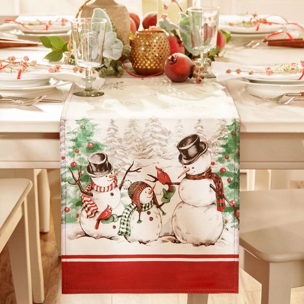 elrene Snowman Winterland Holiday Snowflake Table Runner