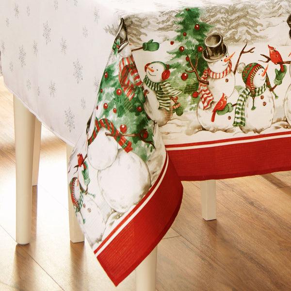 Elrene Snowman Winterland Holiday Snowflake Tablecloth