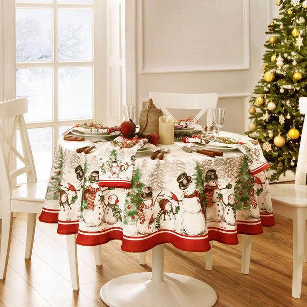 Elrene Snowman Winterland Holiday Snowflake Tablecloth