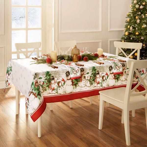 elrene Snowman Winterland Holiday Snowflake Tablecloth