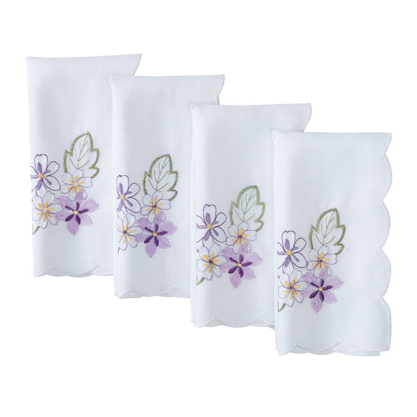 Elrene Spring Hydrangea Floral Cutwork Napkins Set Of 4