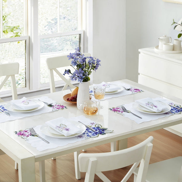 Elrene Spring Hydrangea Floral Cutwork Placemats Set Of 4