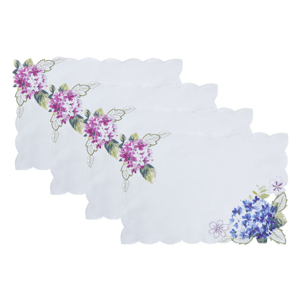 Elrene Spring Hydrangea Floral Cutwork Placemats Set Of 4