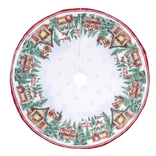 Elrene Storybook Christmas Village Holiday Round Tree Skirt