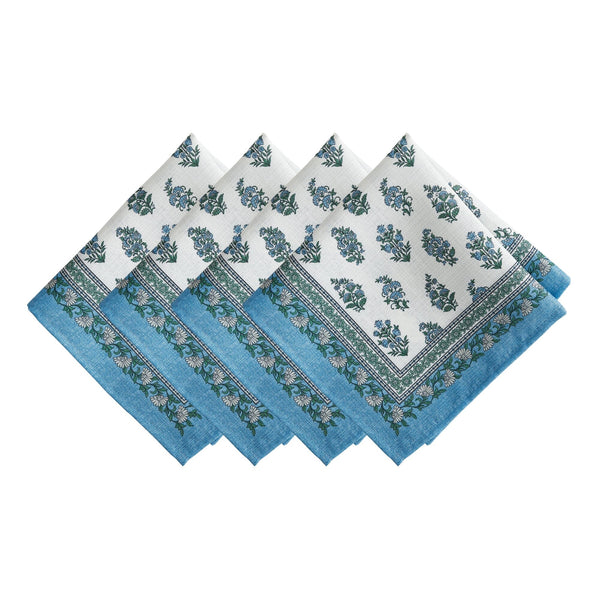 Elrene Tropez Block Print Stain & Water Resistant Indoor/Outdoor Napkins Set Of 4