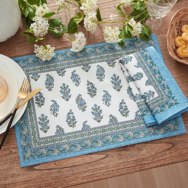 Elrene Tropez Block Print Stain & Water Resistant Indoor/Outdoor Placemats Set Of 4