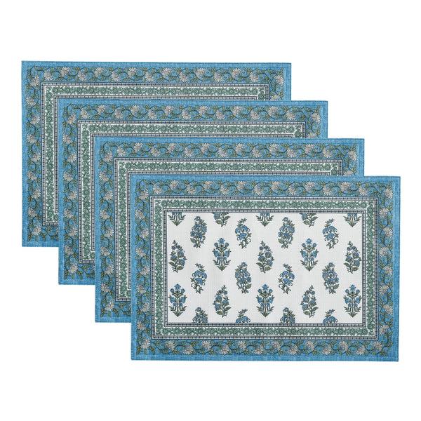 elrene Tropez Block Print Stain & Water Resistant Indoor/Outdoor Placemats Set of 4