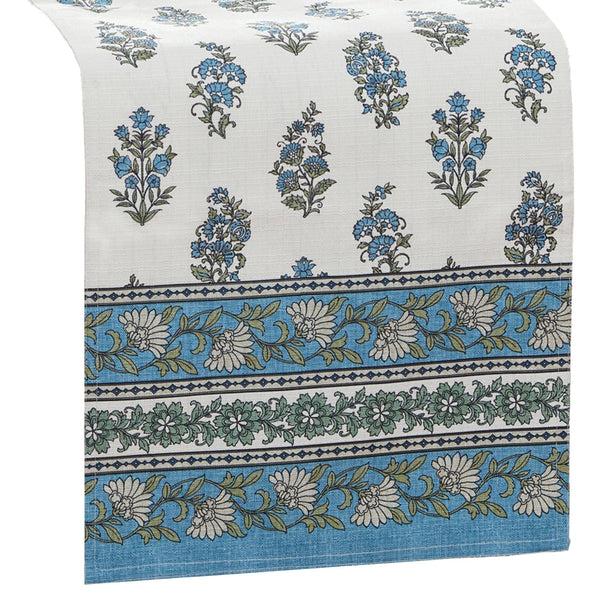 Elrene Tropez Block Print Stain & Water Resistant Indoor/Outdoor Table Runner