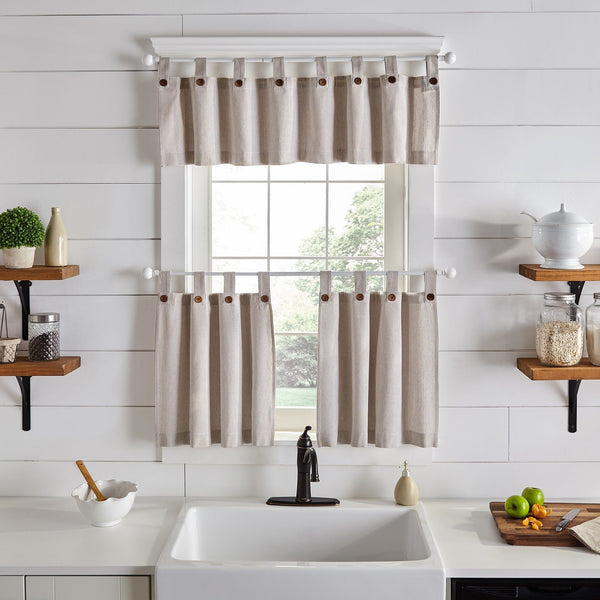 Elrene Tucker Ticking Stripe Button Tab Top Window Tier And Valance