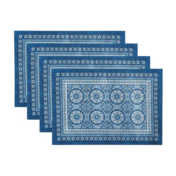 elrene Vietri Medallion Block Print Stain & Water Resistant Indoor/Outdoor Placemats Set of 4 elrene Vietri Medallion Block Print Stain & Water Resistant Indoor/Outdoor Placemats Set of 4