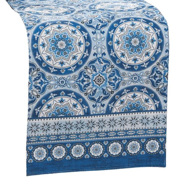 Elrene Vietri Medallion Block Print Stain & Water Resistant Indoor/Outdoor Table Runner