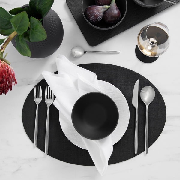 Elrene Villeroy & Boch Manufacture Rock Oval Faux Leather Reversible Placemat Set Of 4