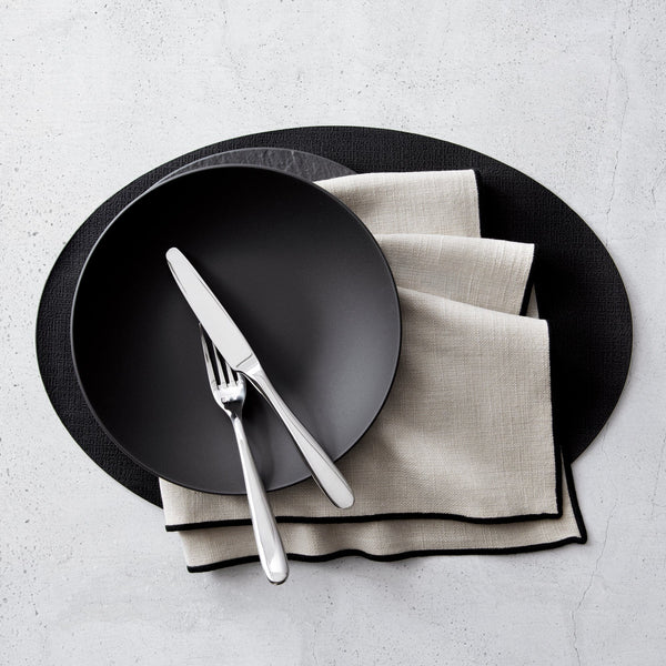 Elrene Villeroy & Boch Manufacture Rock Oval Faux Leather Reversible Placemat Set Of 4