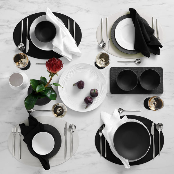 Elrene Villeroy & Boch Manufacture Rock Oval Faux Leather Reversible Placemat Set Of 4
