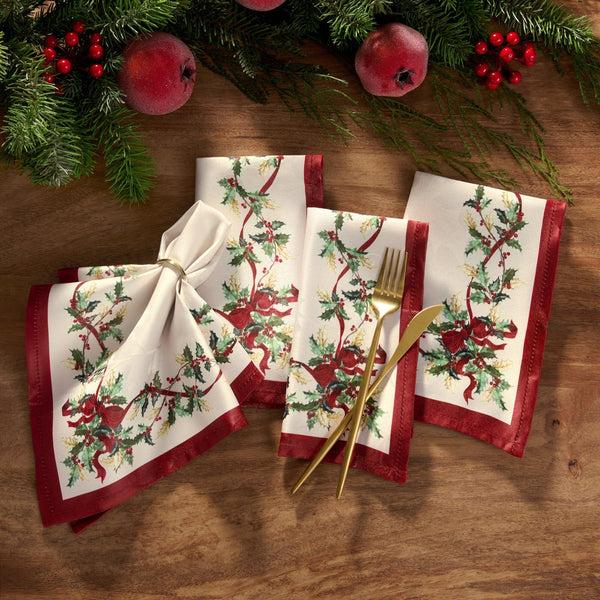 Elrene Villeroy & Boch Winter Bows & Garland Napkins Set Of 4
