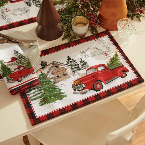 Elrene Vintage Christmas Tree Farm Holiday Placemat Set Of 4