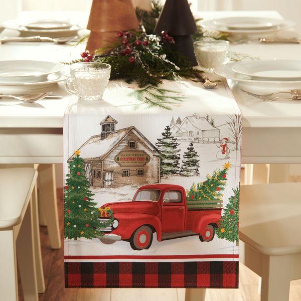 Elrene Vintage Christmas Tree Farm Holiday Table Runner