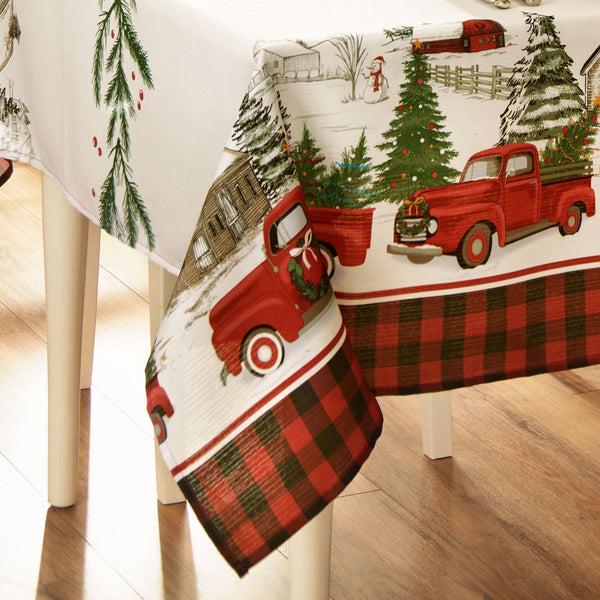 Elrene Vintage Christmas Tree Farm Holiday Tablecloth