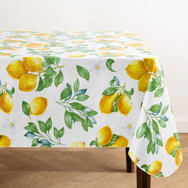 elrene Vintage Lemon and Citrus Blooms Printed Vinyl Indoor/Outdoor Tablecloth