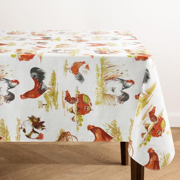 elrene Vintage Rooster Farm Printed Vinyl Indoor/Outdoor Tablecloth