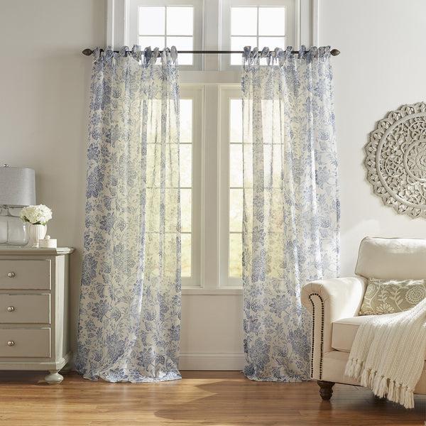 elrene Westport Floral Tie-Top Sheer Window Curtain