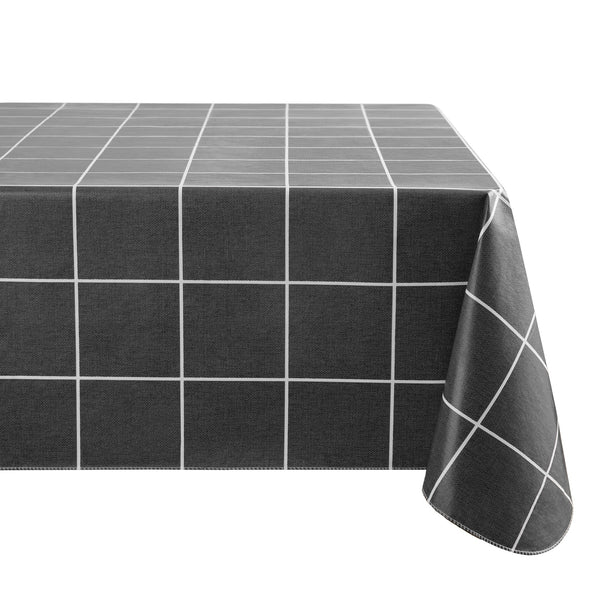 Elrene Windowpane Plaid Grid Printed Vinyl Indoor/Outdoor Tablecloth