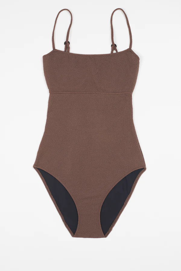 else Boucle U/W Square Neck One Piece Suit | Choco