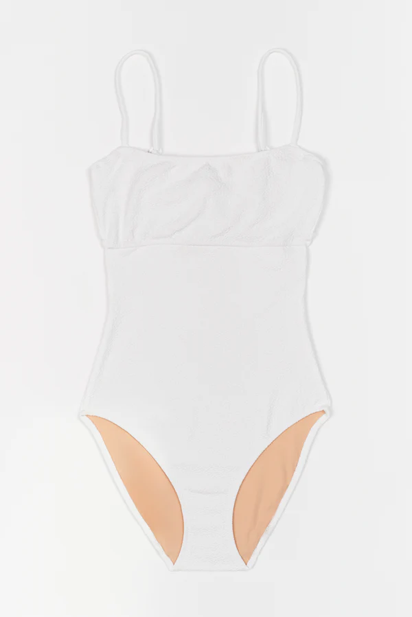 else Boucle U/W Square Neck One Piece Suit | White