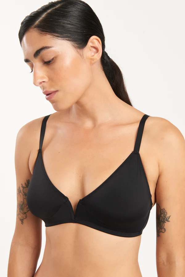 Else Nano Minimal V Wire Soft Cup Bra | Black