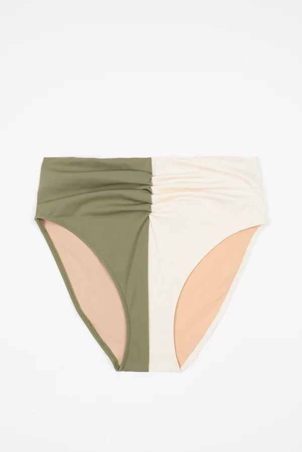 else Paros High Waist Bikini Bottom | Olive/Cream