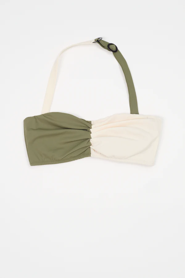 else Paros Strapless Underwire Bikini Top | Olive/Cream