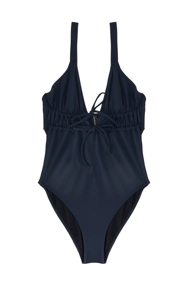 else Tori Triangle Tie Detailed One Piece Suit | Deep Blue