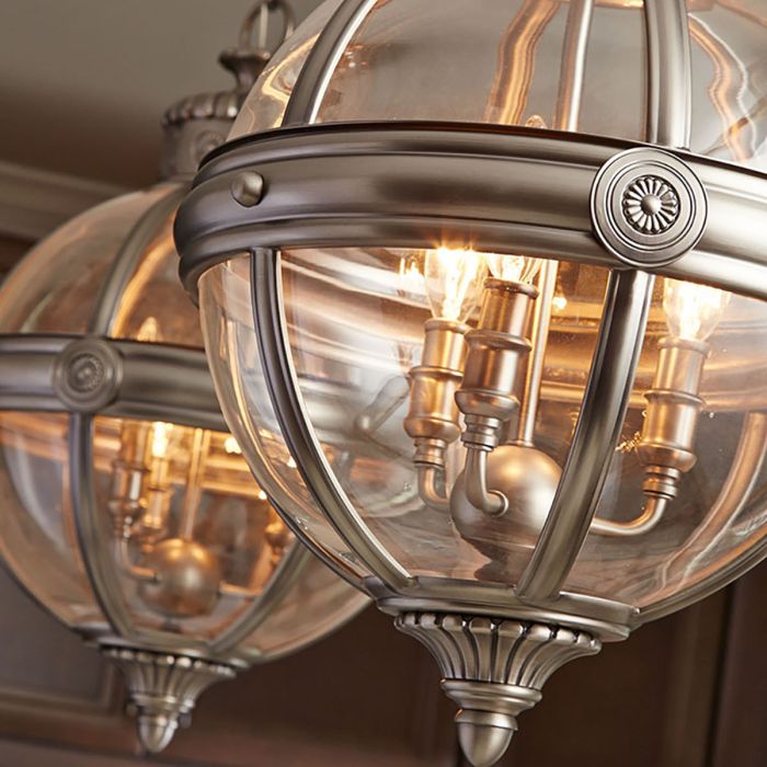Elstead Lighting Adams 3 Light Pendant Chandelier - Antique Nickel
