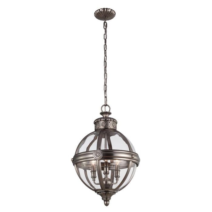 elstead lighting Adams 3 Light Pendant Chandelier - Antique Nickel