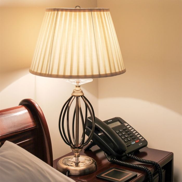 Elstead Lighting Aegean 1 Light Table Lamp - Aged Brass With Ivory Shade