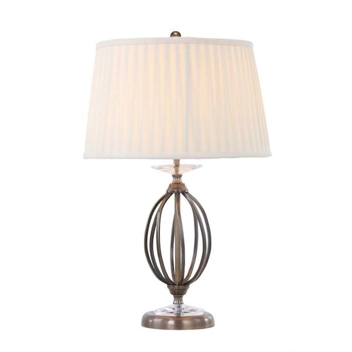 elstead lighting Aegean 1 Light Table Lamp - Aged Brass with Ivory Shade