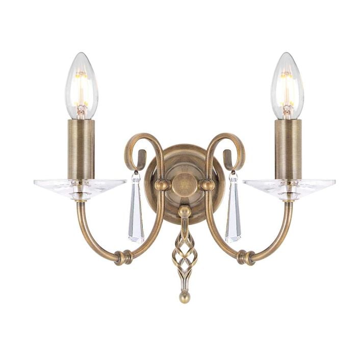 elstead lighting Aegean 2 Light Wall Light - Aged Brass