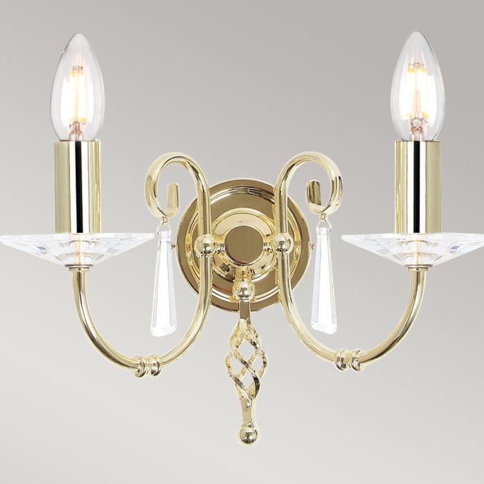 Elstead Lighting Aegean 2 Light Wall Light - Polished Brass