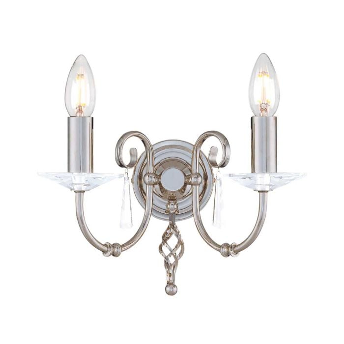 elstead lighting Aegean 2 Light Wall Light - Polished Nickel