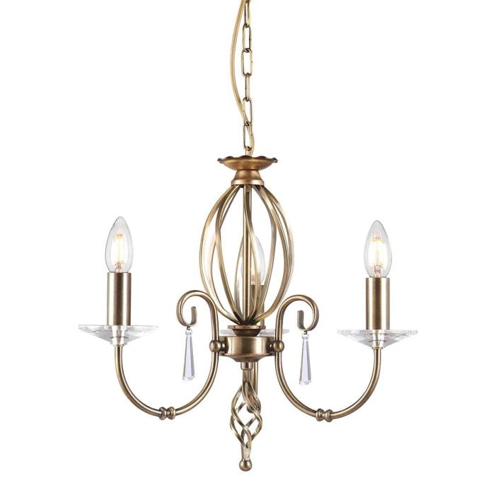 elstead lighting Aegean 3 Light Chandelier - Aged Brass