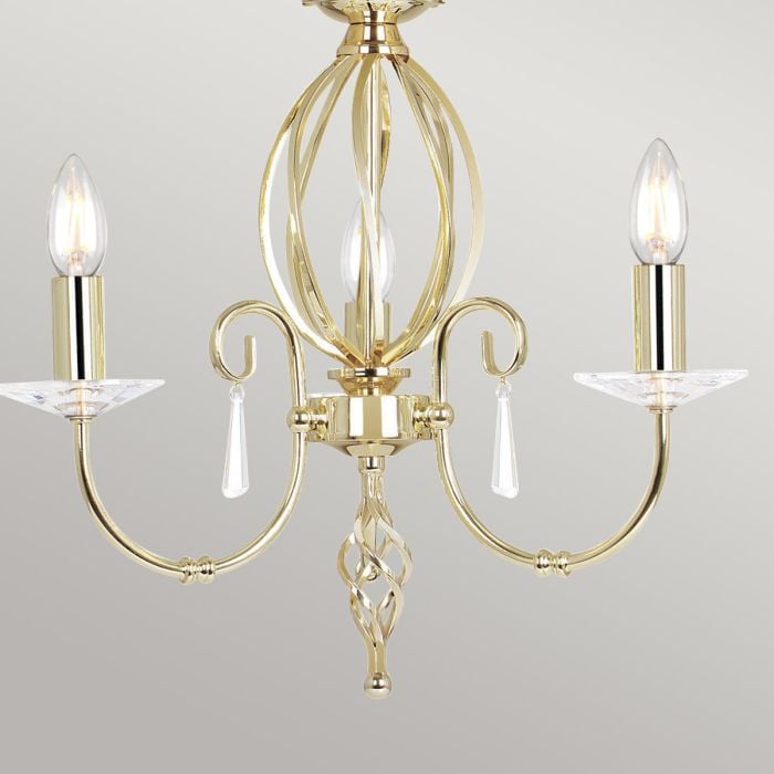 Elstead Lighting Aegean 3 Light Chandelier - Polished Brass