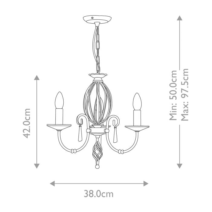 Elstead Lighting Aegean 3 Light Chandelier - Polished Brass