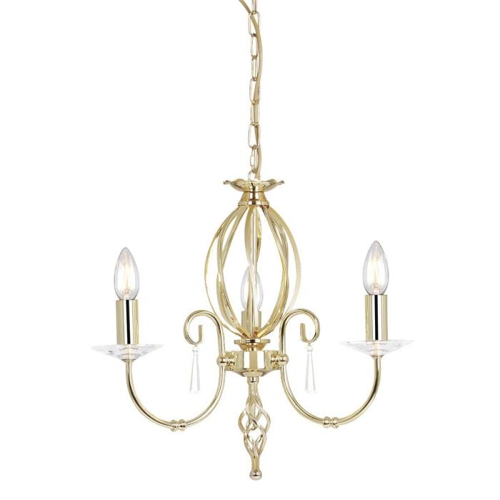 elstead lighting Aegean 3 Light Chandelier - Polished Brass
