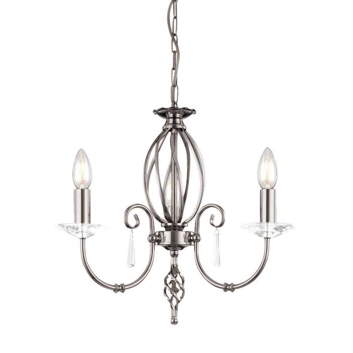 elstead lighting Aegean 3 Light Chandelier - Polished Nickel