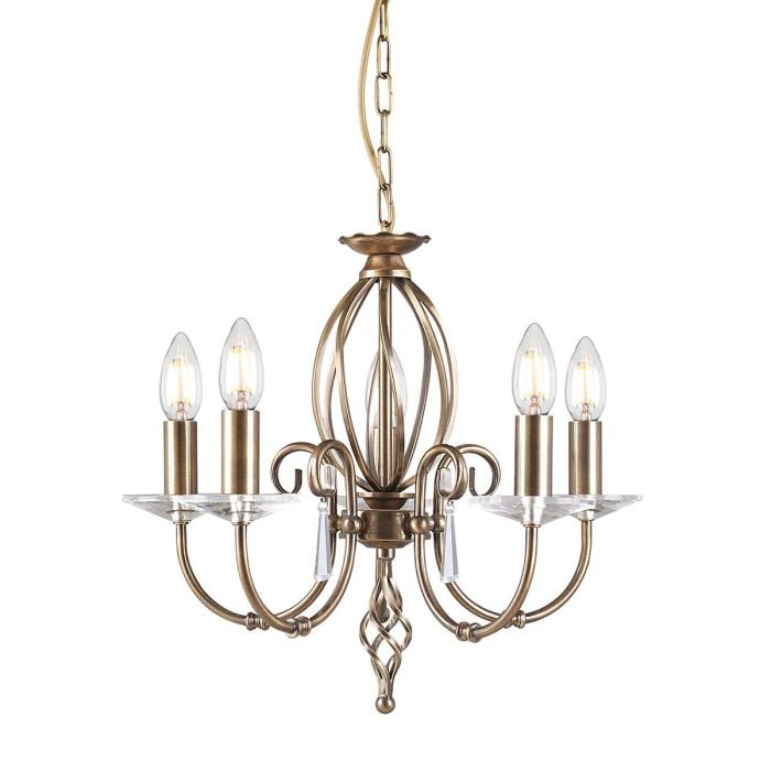 elstead lighting Aegean 5 Light Chandelier - Aged Brass