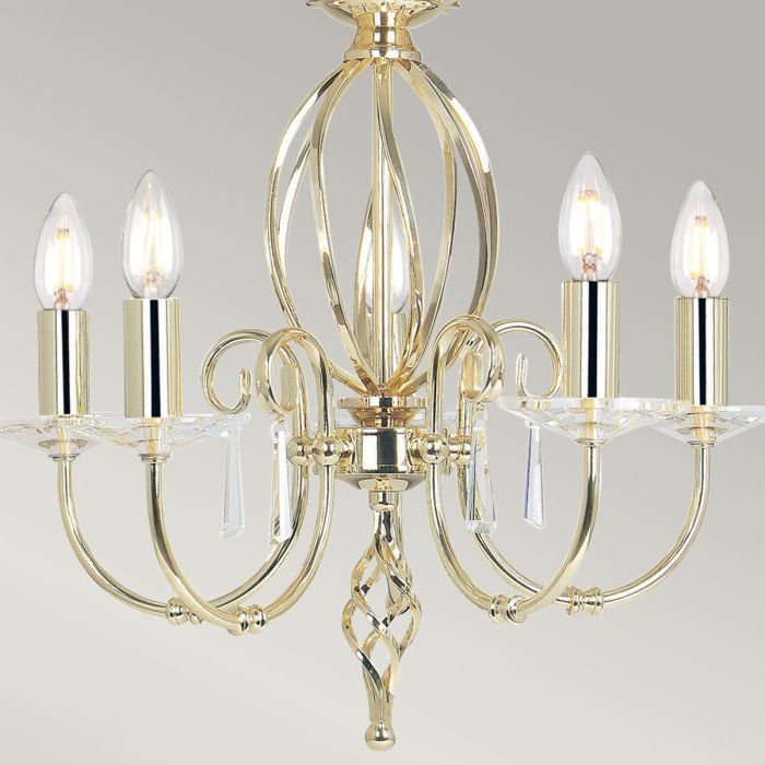 Elstead Lighting Aegean 5 Light Chandelier - Polished Brass