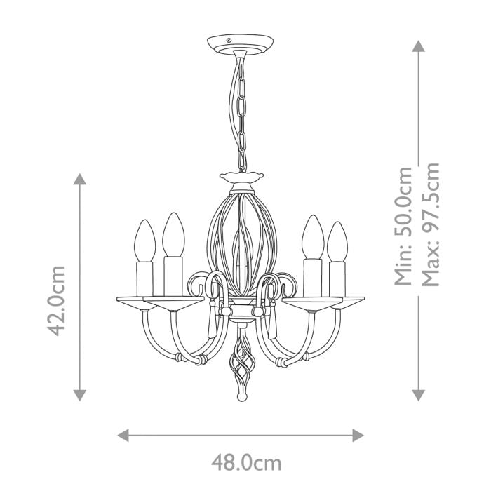 Elstead Lighting Aegean 5 Light Chandelier - Polished Brass