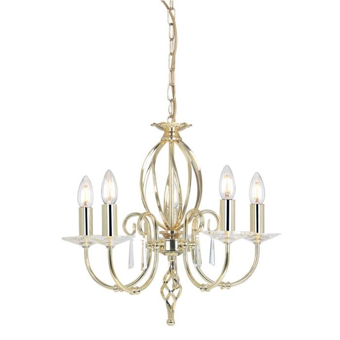 elstead lighting Aegean 5 Light Chandelier - Polished Brass